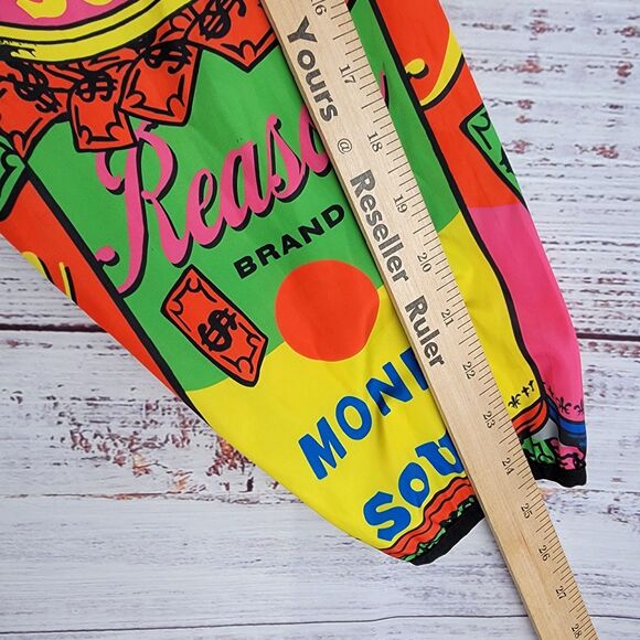 REASON Brand Anorak Jacket Men's L "Money Soup" AOP 1/4 Zip Lining Hood - Picture 4 of 10